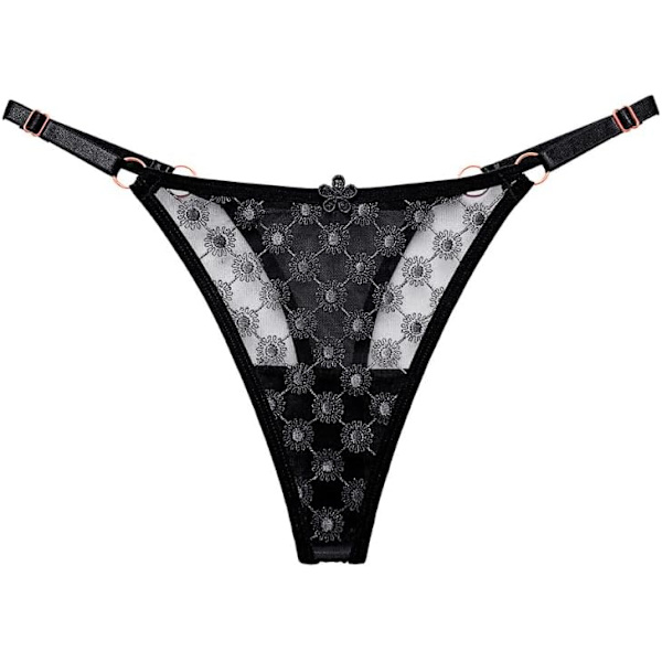 y Transparent Broderad Mesh Underkläder Kvinnor Trosa Bikini Sexig Cheeky String Genomskinlig Erotiska Kalsonger Onesize Svart22 En Storlek