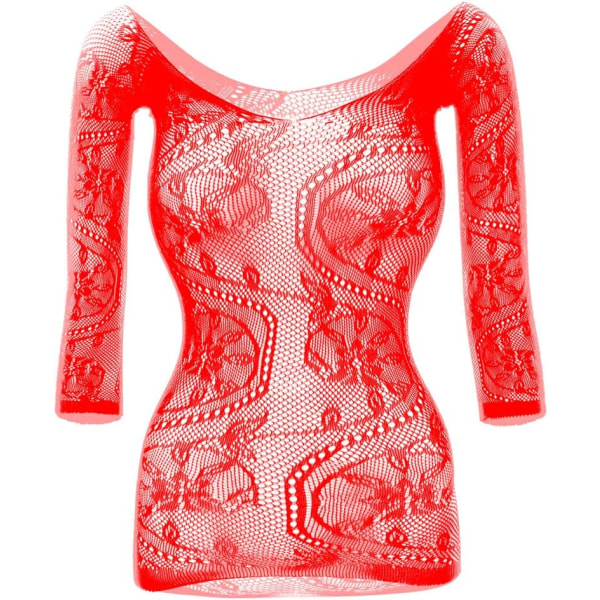 ifun Damkläder Underkläder Regnbåge Nät Babydoll Halterneck Stretch Chemise Miniklänning En Storlek Röd