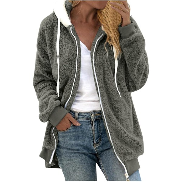 Dam vinter fuzzy fleece jacka huva färgblock lapptäcke kofta rockar oversized fluffig sherpa ytterkläder med fickor