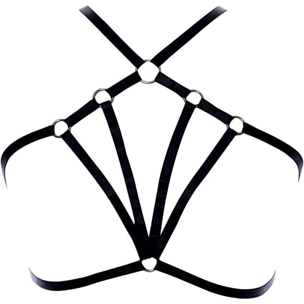 en Punk Harness toppar BH Elastisk Strappy Plus Size BH Goth Rave Dance kostymer Svart C En Storlek