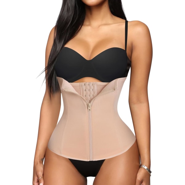 ORO Fajas Underbust Korsett Midja Cincher Tränare för Kvinnor Mage Kontroll Bälte Body Shaper Shapewear Postpartum Dragkedja Beige Stor