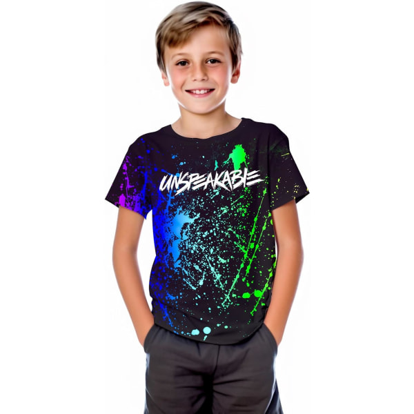I Boys' Game Shirt 3D- print kortärmad T-shirt för barn Color2 X-Large