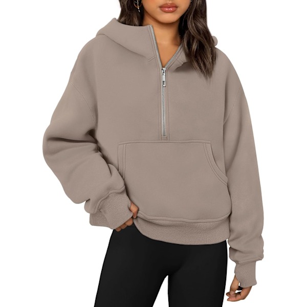 N Halv Zip Pullover Sweatshirts för Kvinnor Kvarts Zip Up Hoodies Fleece Tröjor Höst Mode Outfits 2023 Vinterkläder