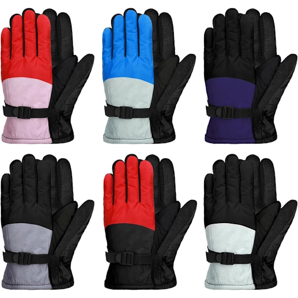 airs Barn Vinterhandskar Vattentäta Skidhandskar Snö Varma Hel Finger Snowboard Unisex Handskar för Kallt Väder Pojkar Flickor Härlig Färg 4-6 År
