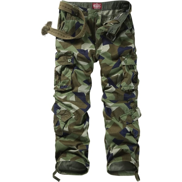 ch Military Camouflage Wild Cargo Pants för män grön ruta 32