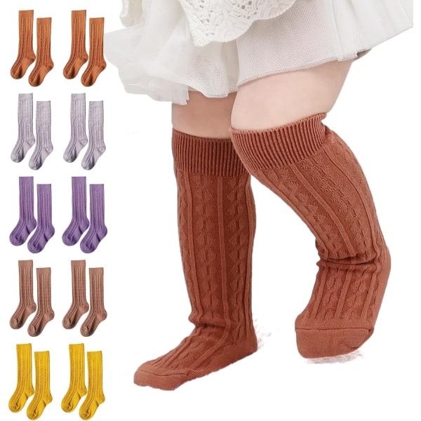 I PANDA 5 par knä strumpor för toddler flickor, baby flickor Höga söta långa strumpor 5color-c 12-24 månader