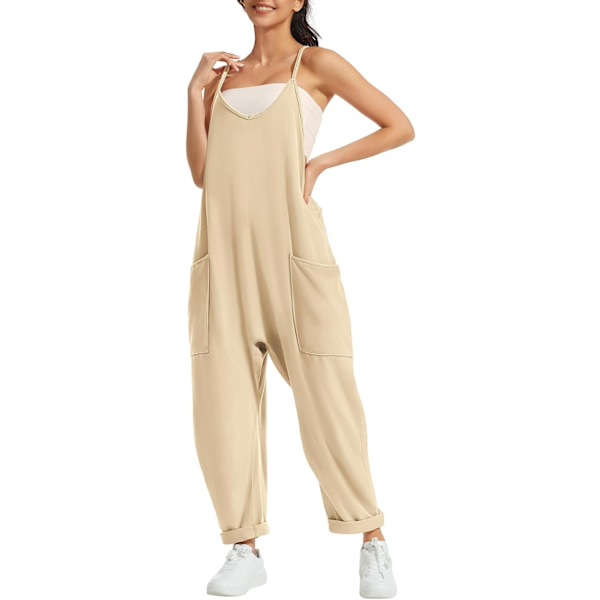 MILE Jumpsuits för kvinnor Casual Summer Rompers Ärmlös Lös Spaghetti Rem Baggy Overaller Jumpers med fickor 2023
