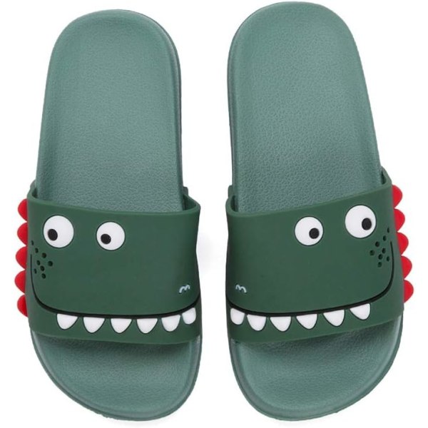 bolury Pojkar Flickor Dinosaurie Slide Sandaler, Barn Inomhus Utomhus Strand Pool Sandaler Anti-Slip Dusch Slide Hem Tofflor Grön 14-14.5 Liten Barn