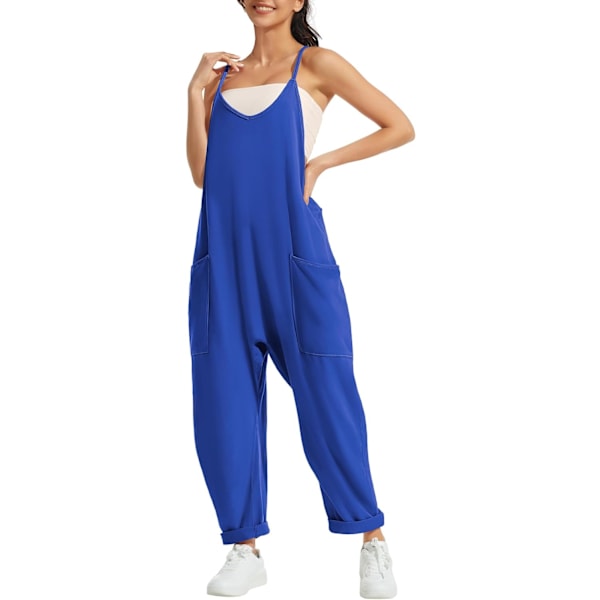 MILE Jumpsuits för kvinnor Casual Summer Rompers Ärmlös Lös Spaghetti Rem Baggy Overaller Jumpers med fickor 2023