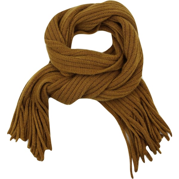 y Barn Stickad Vinterhalsduk Tassel Mjuk Varm Hals Varm Wrap för Pojkar Flickor Karamellfärg