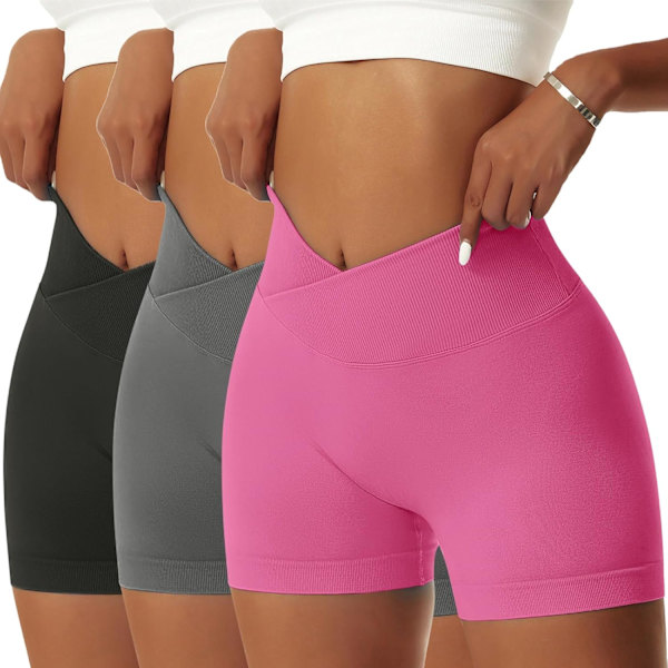 tvie Dam Workout Gym Shorts Booty V Cross Spandex Yoga Biker Shorts Scrunch Butt Hög Midja Atletiska Leggings