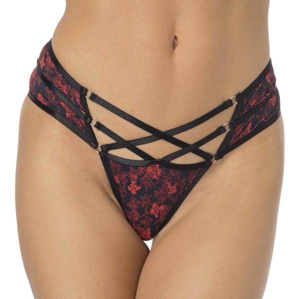 shie Straps Criss Cross Panties Röd Floural Liten