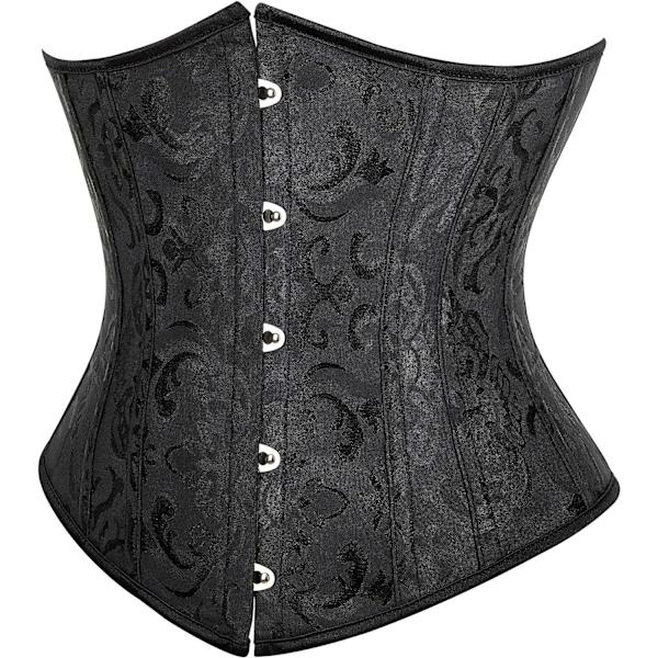 VYSHI Underbust Korsett - Korsetter för kvinnor - Midjeslankare Shaper Bonad Satin Snörning Vintage Bustier Top Jacquard svart Stor