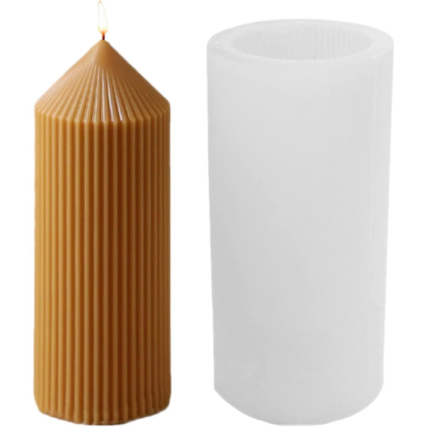 YS 3D Konisk Geometrisk Böjd Kolonn Silikon Ljusform, 3,5 tum Abstrakt Hemkonstformad Hartsgjutningsform för Cand Striped Pillar