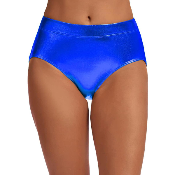 GILY Dam Shiny Briefs Metallic Shorts Booty Dance Festival Bottoms Royal Blue Small