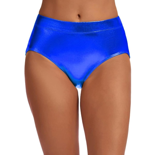 GILY glänsande byxor för kvinnor Metalliska shorts Booty Dance Festival Bottom Royal Blue X-Large