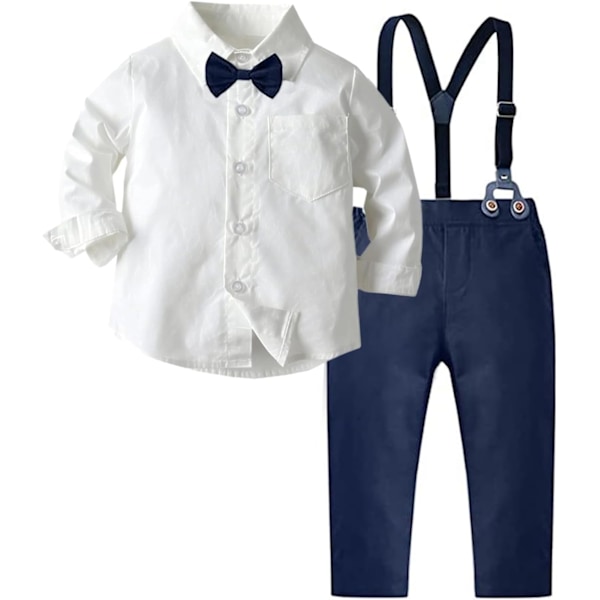 MINE Baby Boys Kläder, Skjorta med Fluga + Byxor med Hängslen, 6 Månader - 7 År