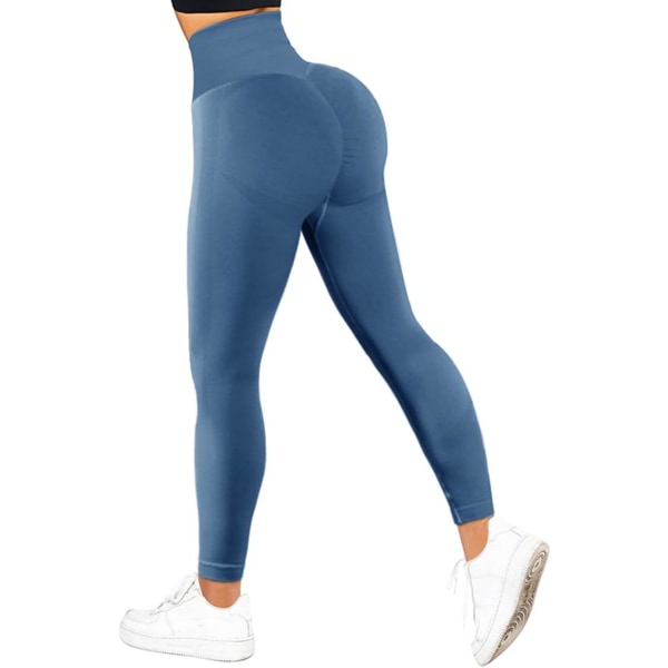 Kvinnors Scrunch Stretch Butt Lifting Leggings Sömlösa högmidjade Squat Proof Workout Yoga Byxor #2 Marinblå liten