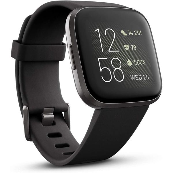 Versa 2 Health and Fitness Smartwatch med puls, musik, Alexa inbyggd, sömn- och simspårning - Black Black/Carbon