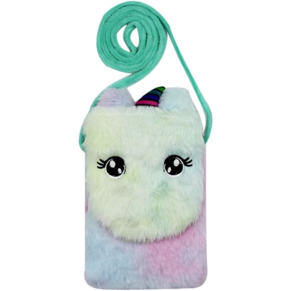 s Toddlers Rainbow Plush Unicorn Crossbody Bag Wallet Mini Coin Purse för pojkar och flickor Ljusgrön