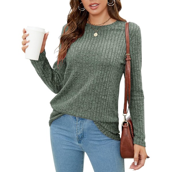 pleFun Dam tröjor för kvinnor Lättvikts Höst Casual Långärmad Crewneck Pullover Toppar