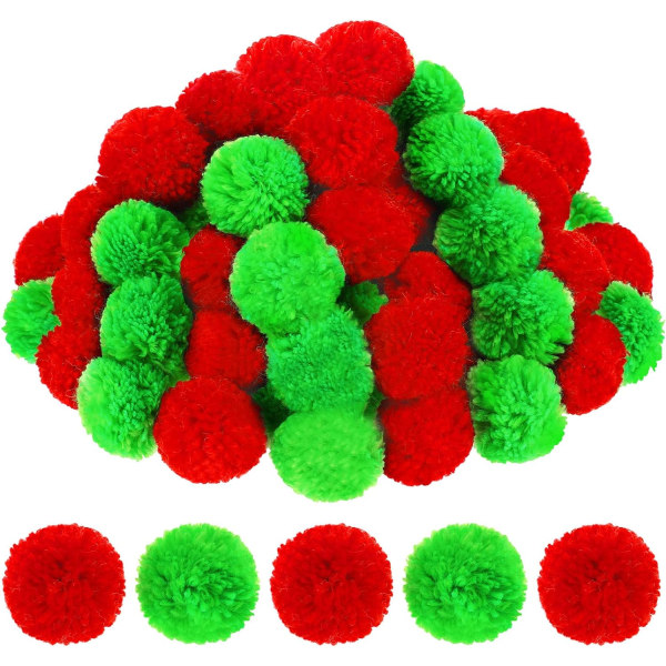 Bitar Konst och hantverk Pom Pom bollar Garn Pom Poms Luddiga Pom Poms Ball Ljusa Stora Pompoms DIY Creative Craft Decoratio Röd, Grön