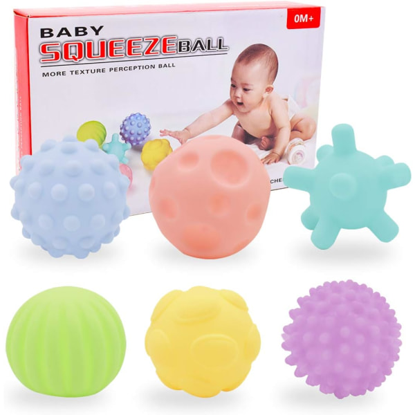 By Sensory Ball - Miotlsy 6 st Färgglad mjuk och kläm sensorisk leksak, för sensorisk utforskning Engagemang Baby , för åldrar 6 månader