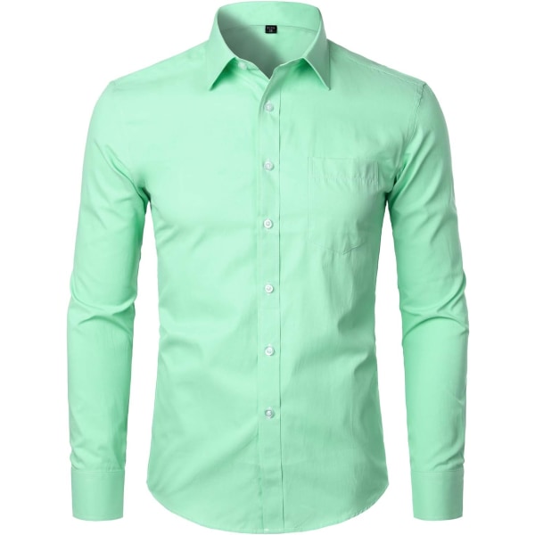 OYAA Långärmad herrskjorta Solid Slim Fit Casual Business Formella Button Up-skjortor med ficka Micro Twilled L X-Large