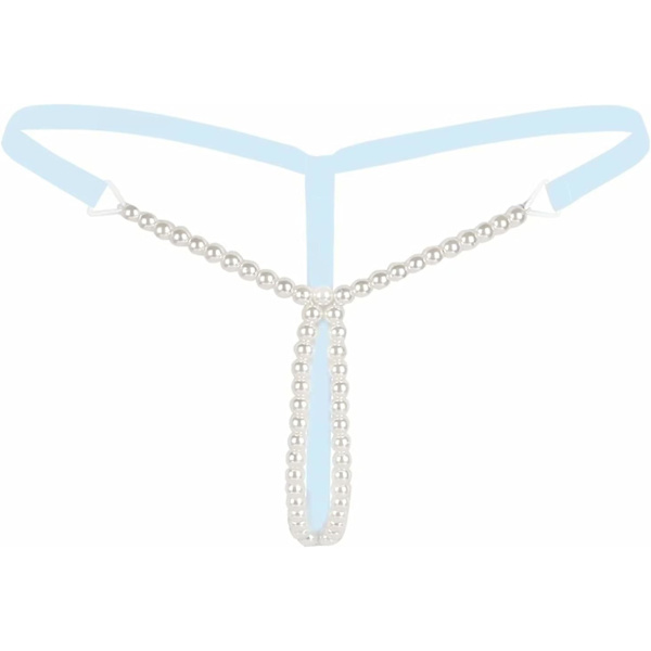 eSex Dam Sexy Micro Pearls G-String Lingerie Trosa Sexig V-String Nattkläder Underkläder 163 Ljusblå