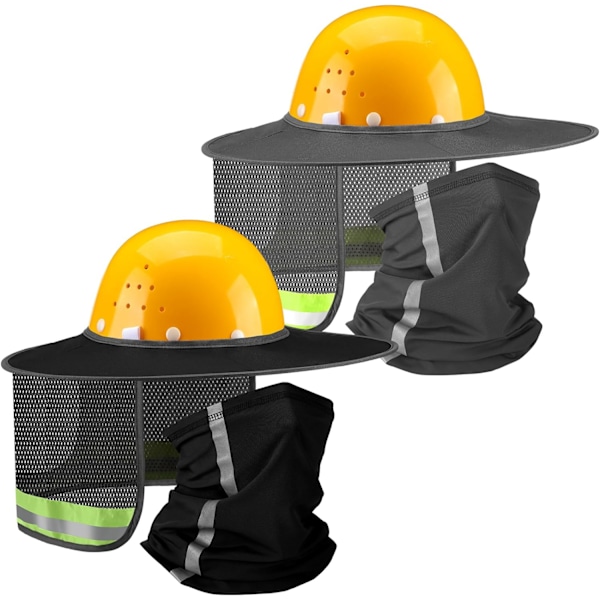 ieces/ 2 set solhatt med hög synlighet solskydd full brätte mesh nackskydd solskydd nackskydd nackskydd bandana ansikte  mörkgrå, svart
