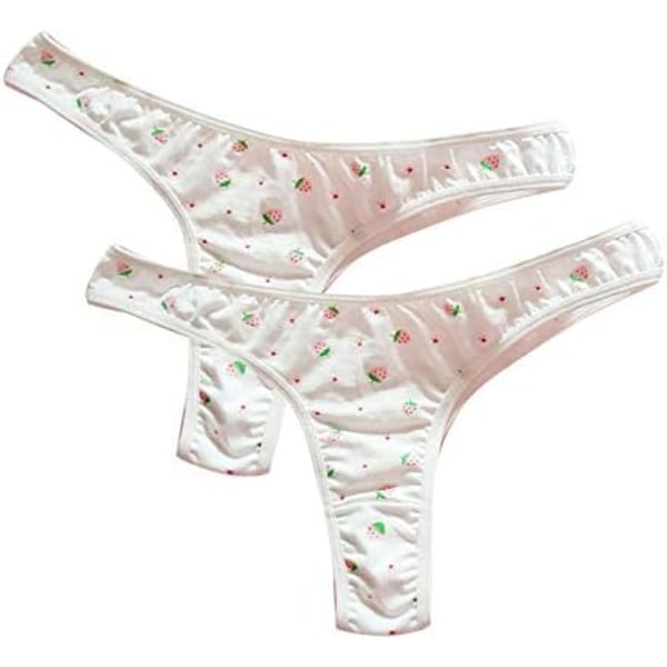 ORIO Söt Jordgubbe Trosa Underkläder Japanska Trosor Låg Midja G-String T-Back för Kvinnor Lingerie, Vit