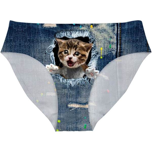 lukee Damunderkläder för kvinnor, sexiga underkläder, djurmode, bikinibyxor, byxor, möhippa, brun katt, X-Large