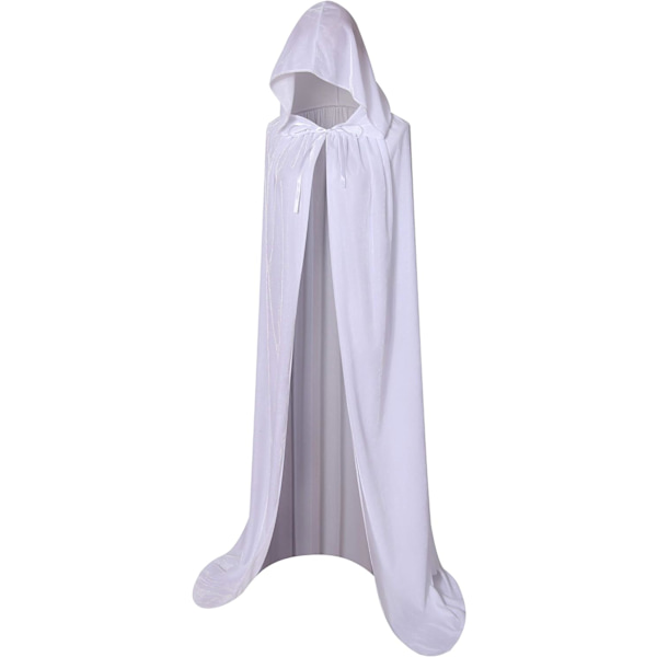 XIAN Hel längd huva sammet kappa Halloween jul Fancy Cape kostymer 59\" (Mörkgrön) Vit Stor