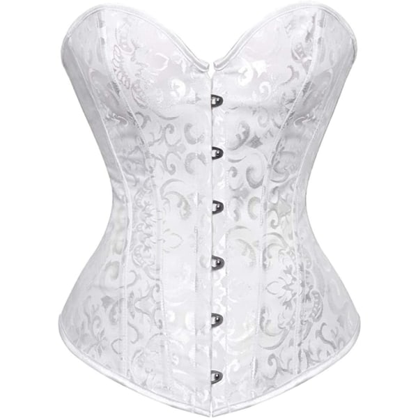 HOU Bustier Korsetttopp för kvinnor Plus Size Satin Midja Cincher Overbust Bustiers Vit-2 Medium