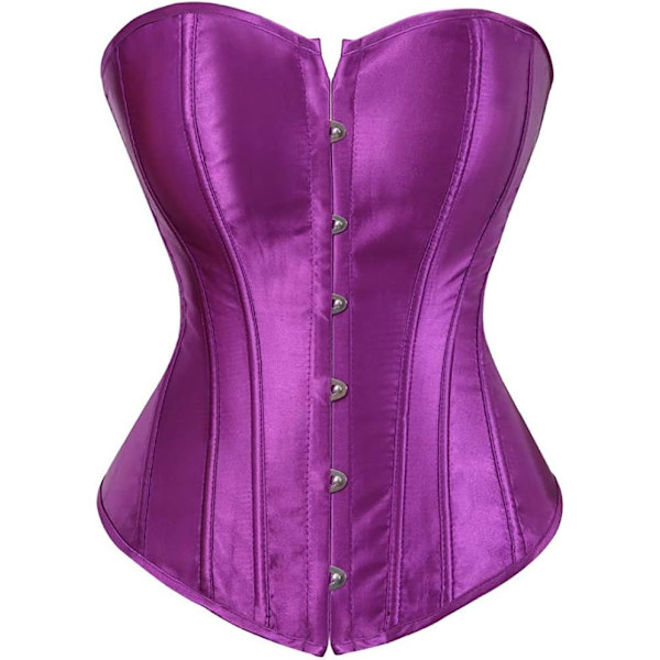 HOU Dam Bustier Korsett Topp Plus Storlek Satin Midja Cincher Overbust Bustiers Lila Medium