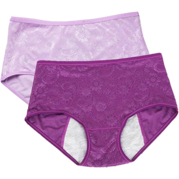 I FASHION Menstruationsperiodkalsonger Jacquard Lättstädade Trosor Violet,Lotus 4X-Large