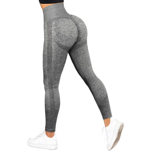 Kvinnors Scrunch Stretch Butt Lifting Leggings Sömlösa Högmidjade Squat Proof Workout Yoga Byxor #2 Grå Medium