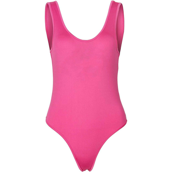 le Fish Damkläder 80-tals Kostymer Läppar Tryckta Neon Retro Scoop-Neck Thong Bodysuits Enkelt Lager Så X-Small