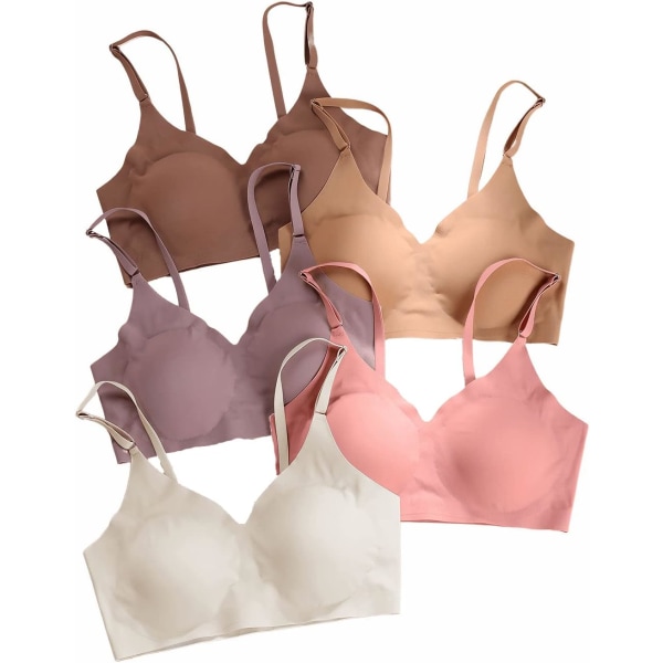 dusa Dam 5-pack Vadderade Sömlösa Braletter BH Linne Topp Vardags-BH:ar Beige Multi Small