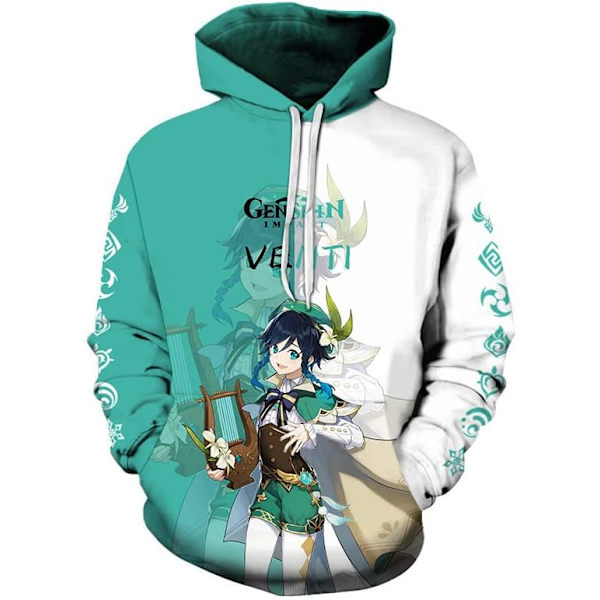 Cosplay Genshin Impact Anime Pullover Hoodie - Halloween Unisex Vuxen Manga Tröja Merch Kängurufickor  Medium