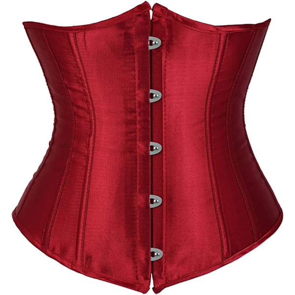 HOU Dam Bustier Korsett Topp Plus Storlek Satin Midja Cincher Overbust Bustiers Burgundy-3 Large