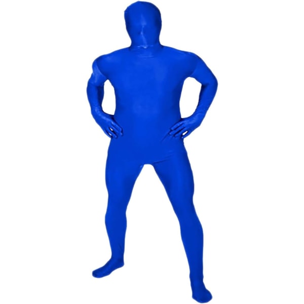 ler Spandex för män och kvinnor för hela kroppen Zentai Costume Bodysuit Blå Medium