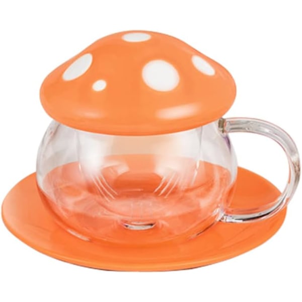 acona Glas Svampformad Tekopp Fat Set Kaffe Mugg med Filterkopp Orange