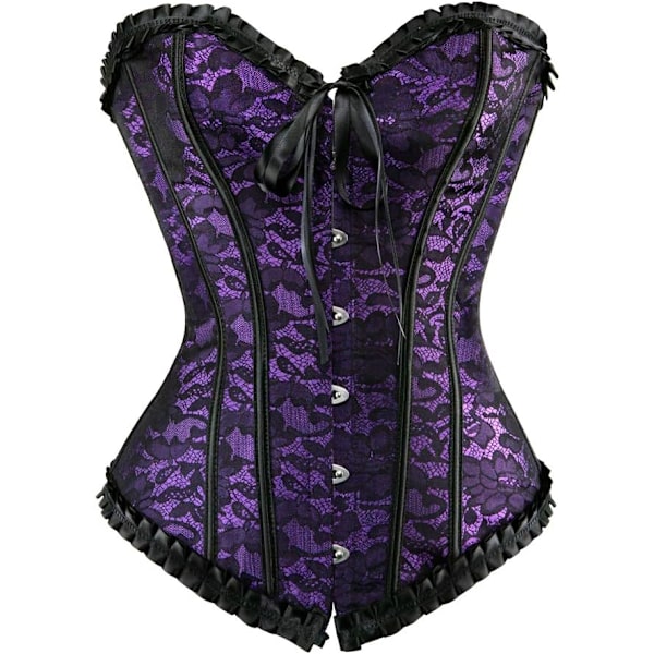 s Storlek Korsetter för Kvinnors Snörning Blommig Korsett Bustier Lingerie Topp Lila Ny Liten