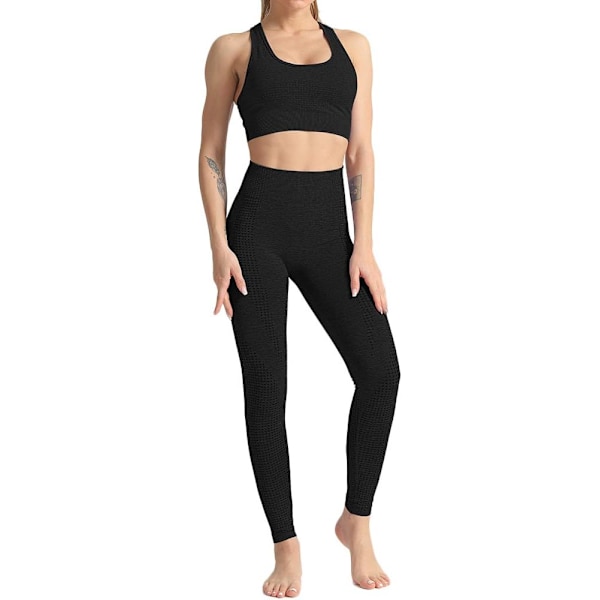oWei Dam 2-delat träningskläder sport-bh sömlösa leggings yoga gym aktivkläder set