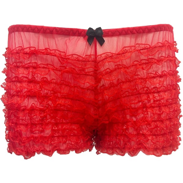 PSK Dam Ruffled Pettipants Bloomers Spets Trim Dans Panties Lingerie Kostym Tillbehör Röd