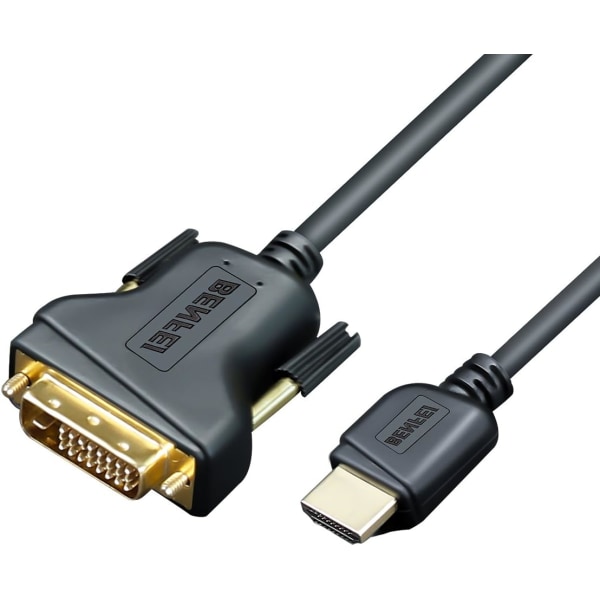 HI till DVI, Benfei HDMI till DVI-kabel dubbelriktad DVI-D 24+1 hane till HDMI hane höghastighetsadapterkabel stöd 1080P Full HD-kompatibel för Raspbe