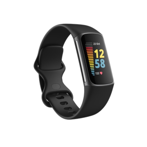 Charge 5 Avancerad Fitness & Hälsospårare (Svart) med inbyggd GPS, Stresshanteringsverktyg, Paket med 2 klockarmband