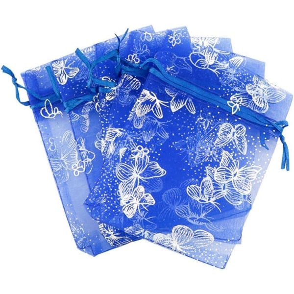 ip grossist 50 ST Organzapåse Butterfly Design Bröllopspåsar Smyckesförpackningspåsar (Ljuslila 3,5x4,5 (9x12cm)) Mörkblå 5x7" (13x18cm)