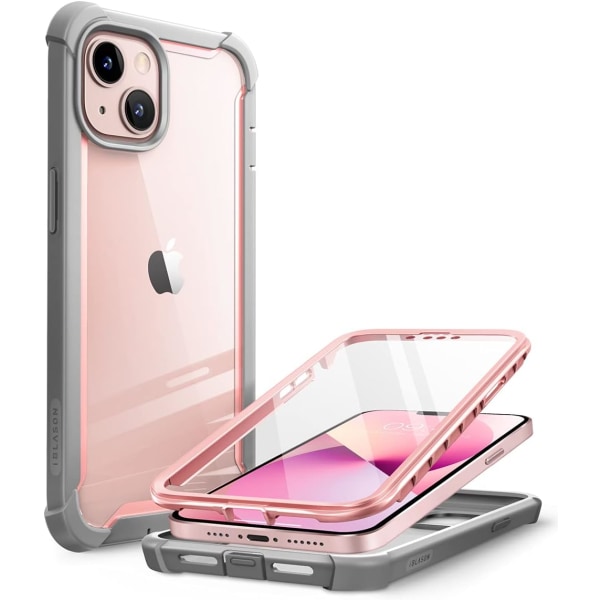 lason Ares-serien Designad för iPhone 13 Mini- case (2021), robust, genomskinlig case med två lager med inbyggt skärmskydd Peach